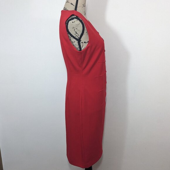 Calvin Klein Women’s Sz 6 Red Sleeveless Sunburst Sheath Dress Style #CD3X1LC7 - Picture 6 of 9